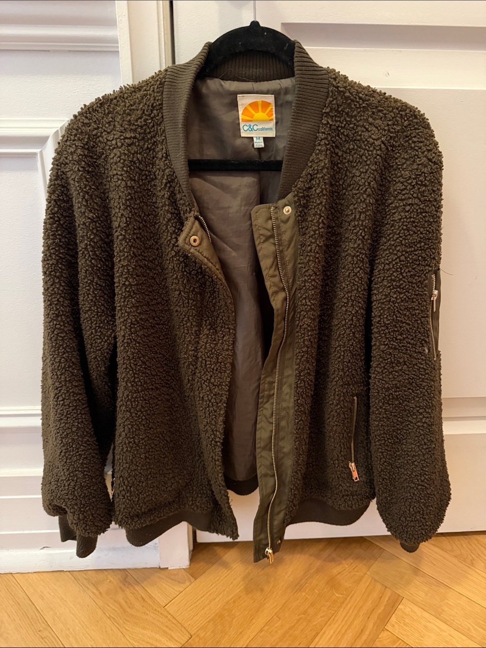 C&C California Olive Sherpa Bomber Jacket